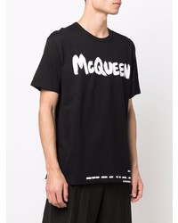 T-shirt à col rond imprimé noir et blanc Alexander McQueen