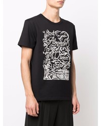 T-shirt à col rond imprimé noir et blanc Alexander McQueen