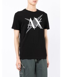 T-shirt à col rond imprimé noir et blanc Armani Exchange