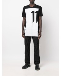 T-shirt à col rond imprimé noir et blanc 11 By Boris Bidjan Saberi