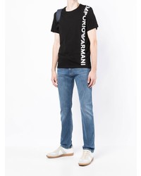 T-shirt à col rond imprimé noir et blanc Emporio Armani