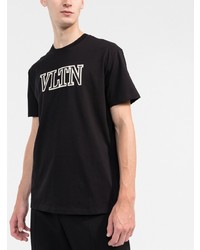 T-shirt à col rond imprimé noir et blanc Valentino