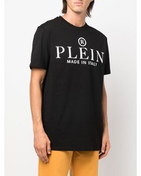 T-shirt à col rond imprimé noir et blanc Philipp Plein