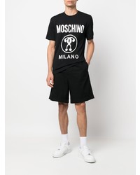 T-shirt à col rond imprimé noir et blanc Moschino