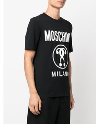 T-shirt à col rond imprimé noir et blanc Moschino