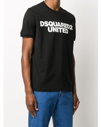 T-shirt à col rond imprimé noir et blanc DSQUARED2