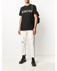 T-shirt à col rond imprimé noir et blanc Moncler