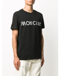 T-shirt à col rond imprimé noir et blanc Moncler