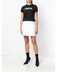 T-shirt à col rond imprimé noir et blanc Amen