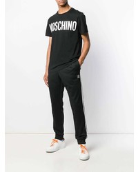 T-shirt à col rond imprimé noir et blanc Moschino