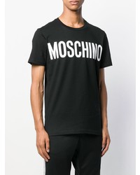 T-shirt à col rond imprimé noir et blanc Moschino