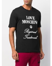 T-shirt à col rond imprimé noir et blanc Love Moschino