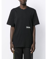 T-shirt à col rond imprimé noir et blanc Oamc