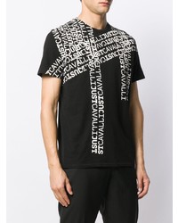 T-shirt à col rond imprimé noir et blanc Just Cavalli