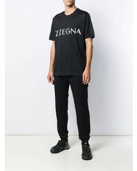 T-shirt à col rond imprimé noir et blanc Z Zegna