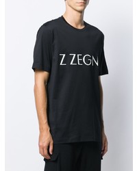 T-shirt à col rond imprimé noir et blanc Z Zegna