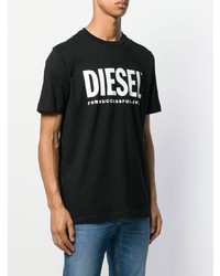 T-shirt à col rond imprimé noir et blanc Diesel