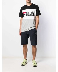 T-shirt à col rond imprimé noir et blanc Fila