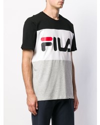 T-shirt à col rond imprimé noir et blanc Fila