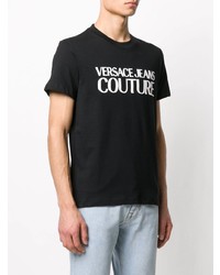 T-shirt à col rond imprimé noir et blanc VERSACE JEANS COUTURE