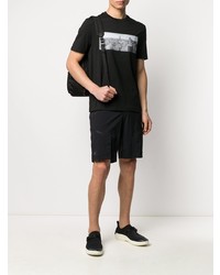 T-shirt à col rond imprimé noir et blanc Emporio Armani