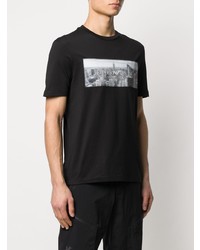 T-shirt à col rond imprimé noir et blanc Emporio Armani