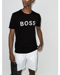 T-shirt à col rond imprimé noir et blanc BOSS