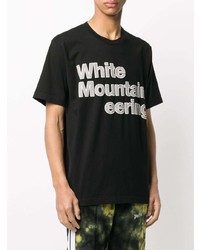 T-shirt à col rond imprimé noir et blanc White Mountaineering