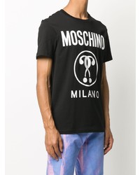 T-shirt à col rond imprimé noir et blanc Moschino