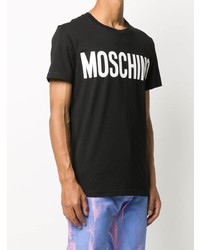 T-shirt à col rond imprimé noir et blanc Moschino