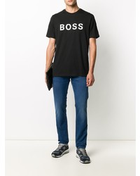 T-shirt à col rond imprimé noir et blanc BOSS HUGO BOSS