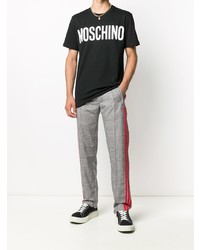 T-shirt à col rond imprimé noir et blanc Moschino