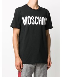 T-shirt à col rond imprimé noir et blanc Moschino