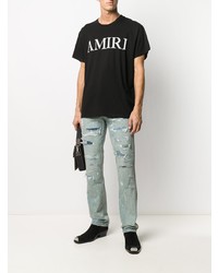 T-shirt à col rond imprimé noir et blanc Amiri