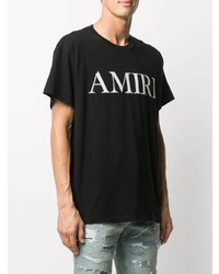 T-shirt à col rond imprimé noir et blanc Amiri