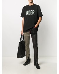 T-shirt à col rond imprimé noir et blanc Ader Error