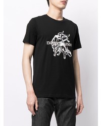 T-shirt à col rond imprimé noir et blanc Emporio Armani