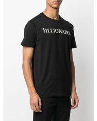 T-shirt à col rond imprimé noir et blanc Billionaire