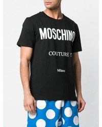 T-shirt à col rond imprimé noir et blanc Moschino