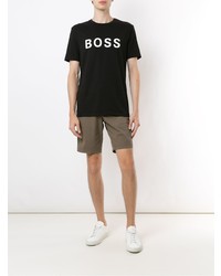 T-shirt à col rond imprimé noir et blanc BOSS