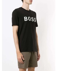 T-shirt à col rond imprimé noir et blanc BOSS