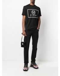 T-shirt à col rond imprimé noir et blanc Philipp Plein