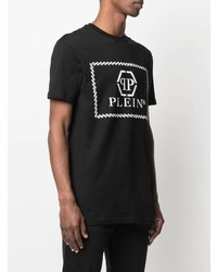 T-shirt à col rond imprimé noir et blanc Philipp Plein