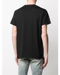 T-shirt à col rond imprimé noir et blanc Balmain