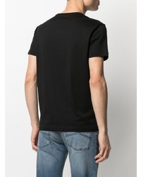 T-shirt à col rond imprimé noir et blanc Ea7 Emporio Armani