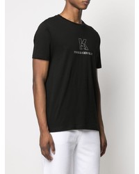 T-shirt à col rond imprimé noir et blanc Karl Lagerfeld