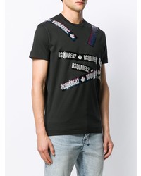 T-shirt à col rond imprimé noir et blanc DSQUARED2