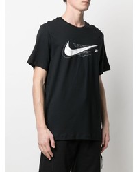 T-shirt à col rond imprimé noir et blanc Nike