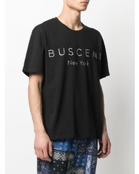 T-shirt à col rond imprimé noir et blanc Buscemi