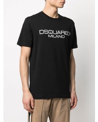 T-shirt à col rond imprimé noir et blanc DSQUARED2